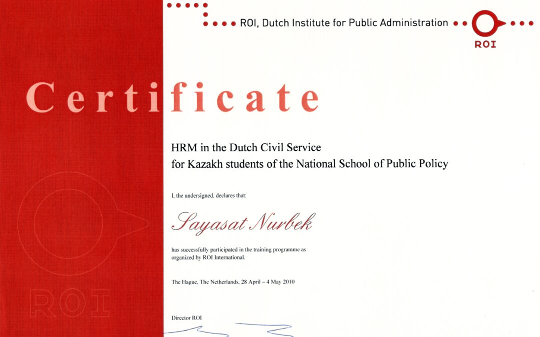 ROI HRM Certificate 2010