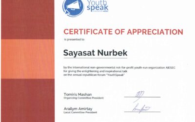 Youth Speak Forum – Letter of Appreciation 2018